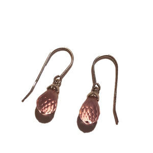 ROSS-SIMMONS Sterling Silver Pink Briolette Stone Shepherds Hook Earrings 1”